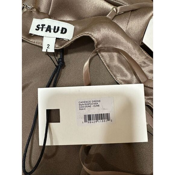 STAUD Cadence embellished satin maxi dress In Gold US 2 $600 - Picture 12 of 12
